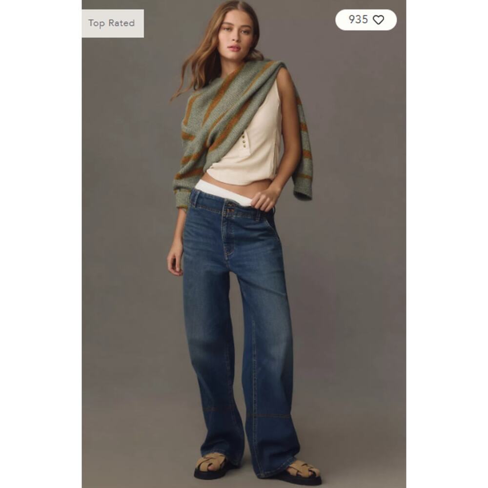 Anthropologie PILCRO Eventide Trouser High-Rise Wide-Leg Jeans Dark Denim 30 NWT